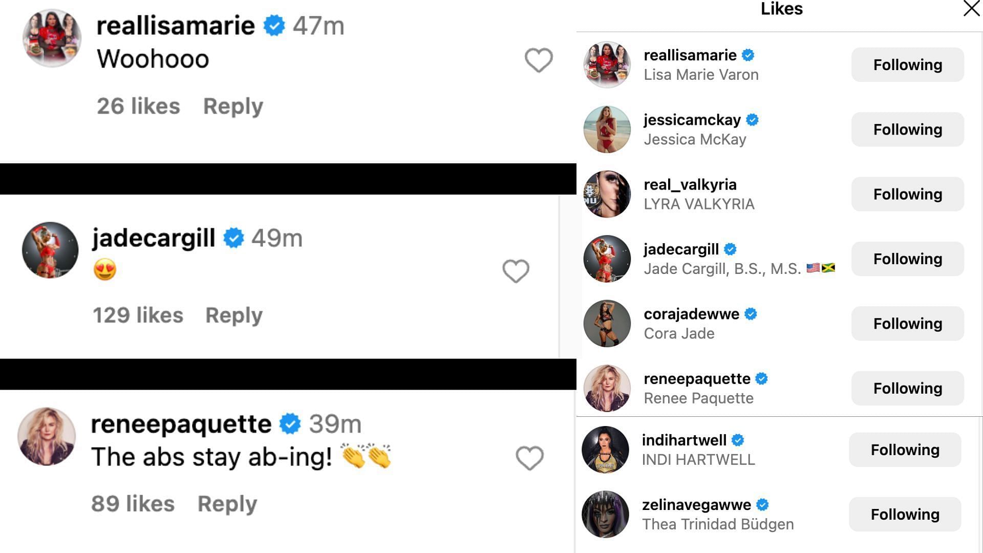 Stars react to AJ Lee's update on Instagram.